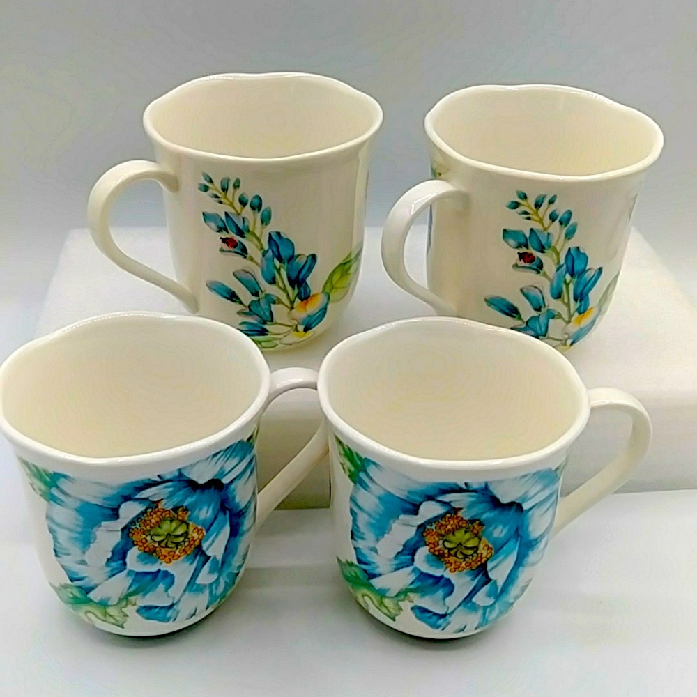 2x ๐ฆHP! 4 Butterfly Meadow Mugs by Lenox. Blue Thistle-like Flower. - Picture 12 of 13